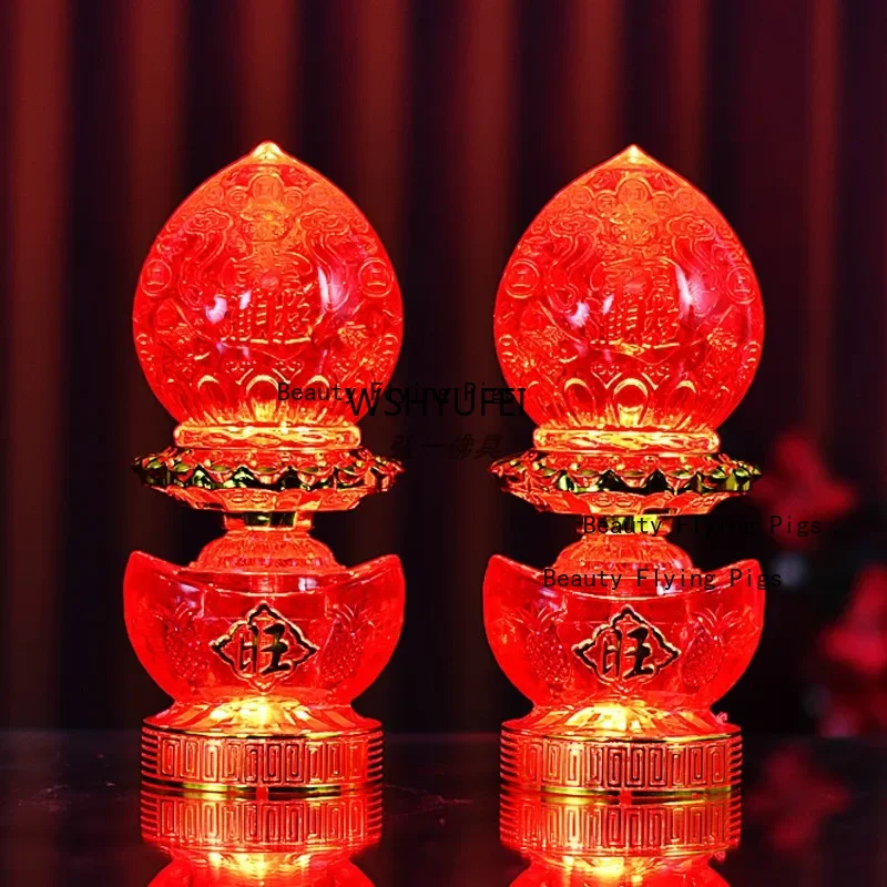 God of Wealth Lamp Electric Candlestick Supply Buddha Led Light Eternal Candle Lamp Smokeless Household Make Offerings To Buddha