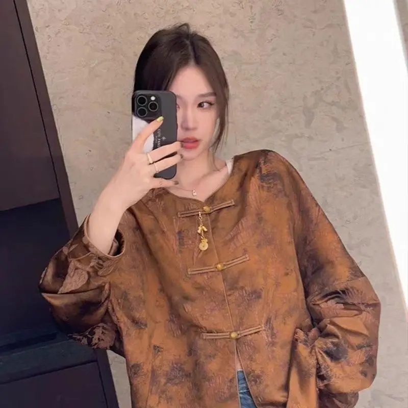 

Chinese Style Style Jacquard Buckle Jacket Women 2025 New Spring Retro High-end Improved Tang Style Tops Woman