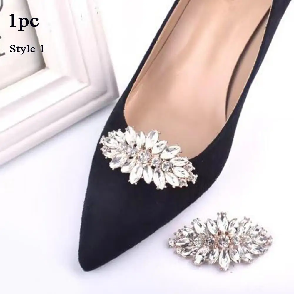 Shiny Rhinestones Shoe Clips Women High Heel Removable Charm Crystal Rectangle Bowknot Shape Buckle Shoes Decor Accessories image 2