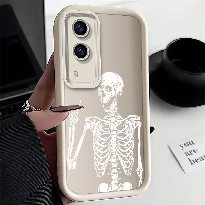 Skull Silicone Phone Case For VIVO Y77 Y75 Y93 Y97 Y91 Y81 Y95 Y27 Y90 Y89 Y28 Y27 Y83 Y36 Y78 Y38 Y36 Y55 Y52 Y72 4G 5G Cover