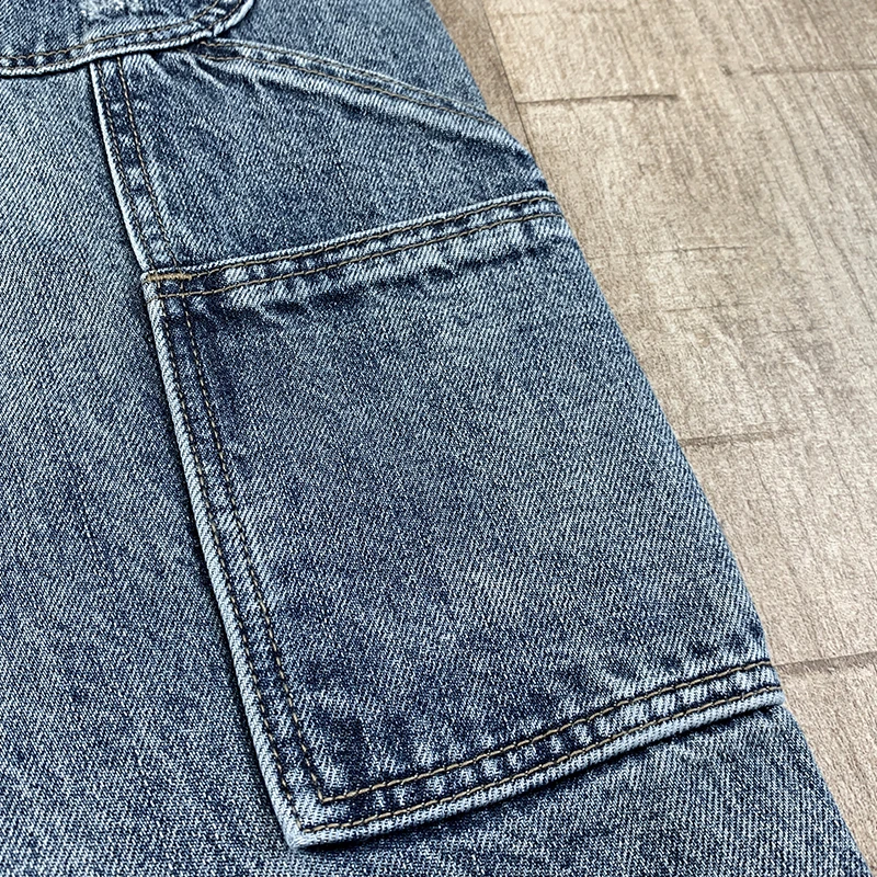 الأمريكية Sle الرجال عارضة فضفاض مستقيم الساق الجينز حفرة اللكم خمر العصرية العلامة التجارية عمال السراويل الطويلة الخريف الربيع #4