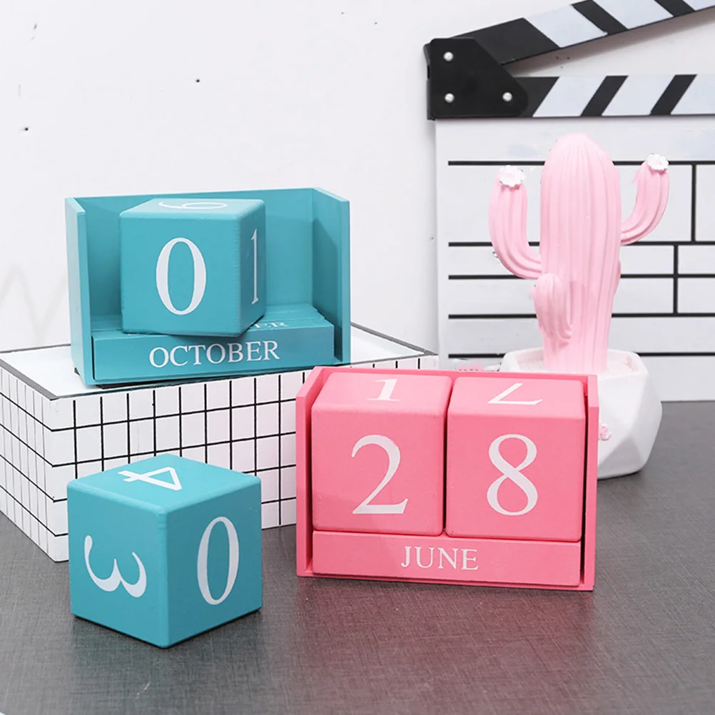 

Wooden Desktop Block For Office Home School Teacher Rustic Perpetual With Date Blocks Minimalist Office Decor Small Standing