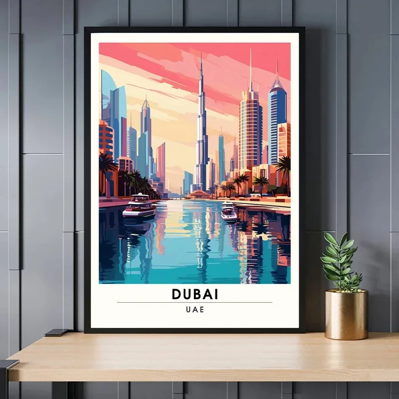 Abu Kuwait Dhabi Doha Dubai Amman Jordan Vancouver Arab World Travel Poster Canvas Painting Wall Art Picture for Room Decor