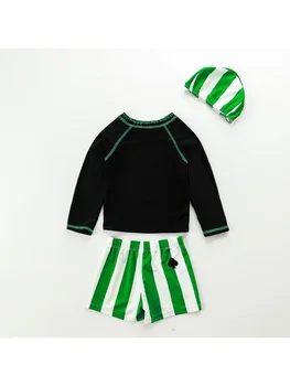 Color Block Baby Boys Swimsuit Set 6 Baby Boys Swimming Wear Spell Color Long Sleeve Swimsuit + Shorts 2pcs Suit Children Quick Drying Swimwear 6