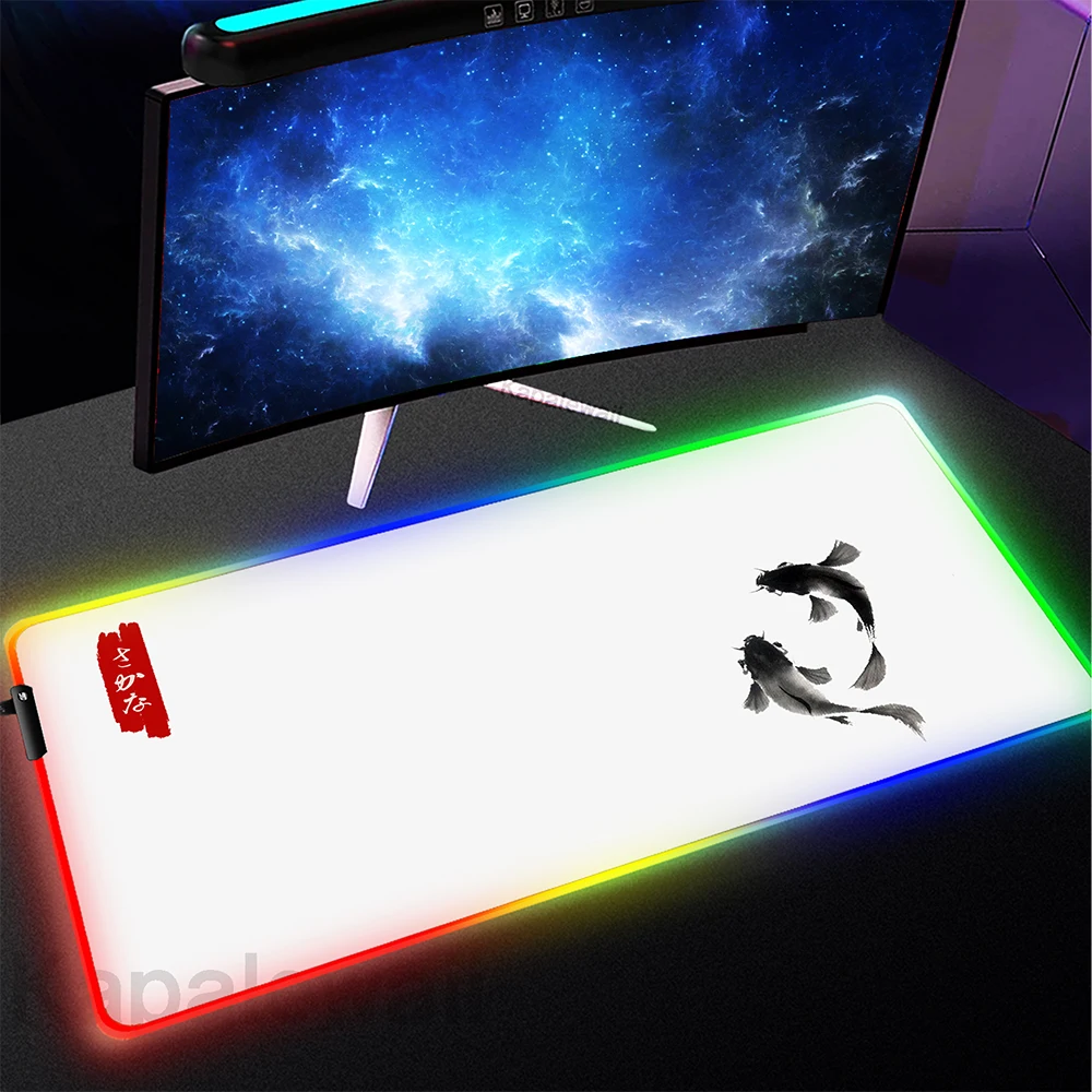 

Chinese Style Gaming Mouse Pad Backlight Desk Mat RGB Landscape Gamer Mousepad LED Mouse Mat Non-Slip Rubber Mat Keyboard Pads