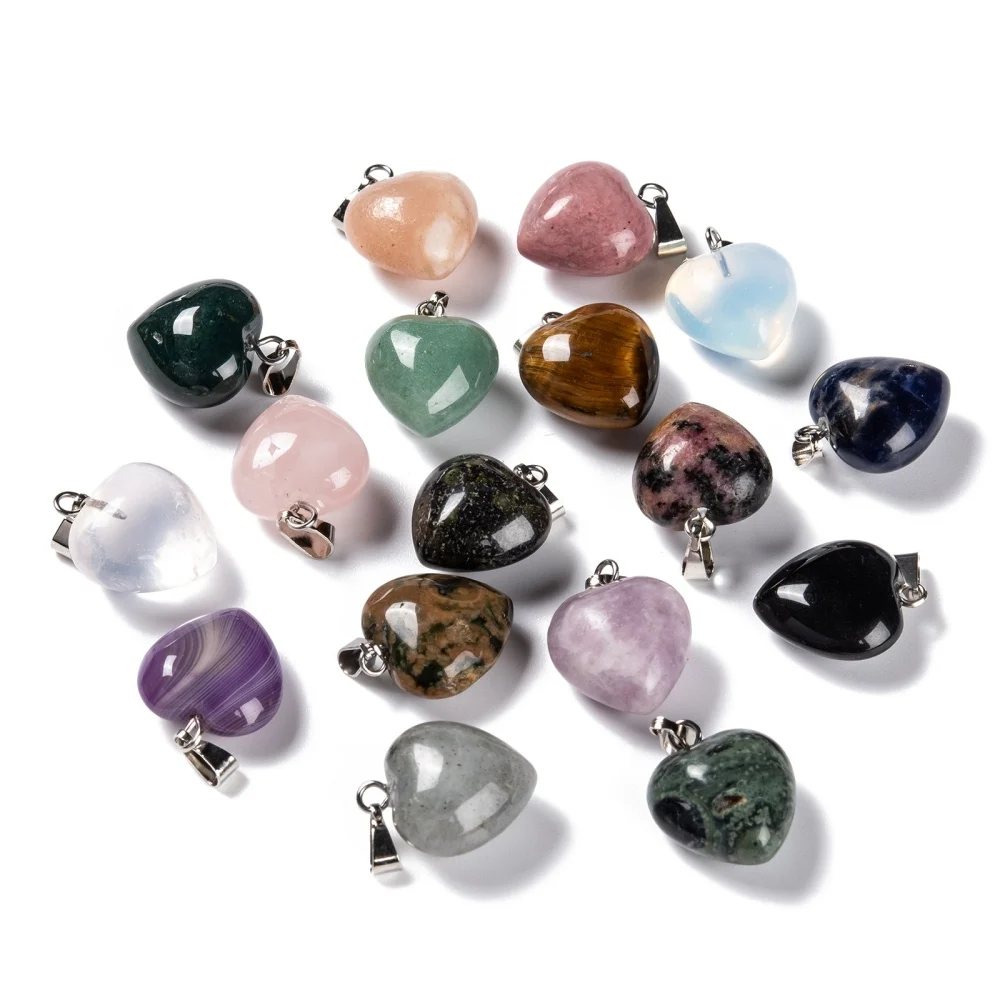 

10pcs Natural & Synthetic Gemstone Heart Pendants for female fashion jewelry making DIY bracelet necklace decor accessories