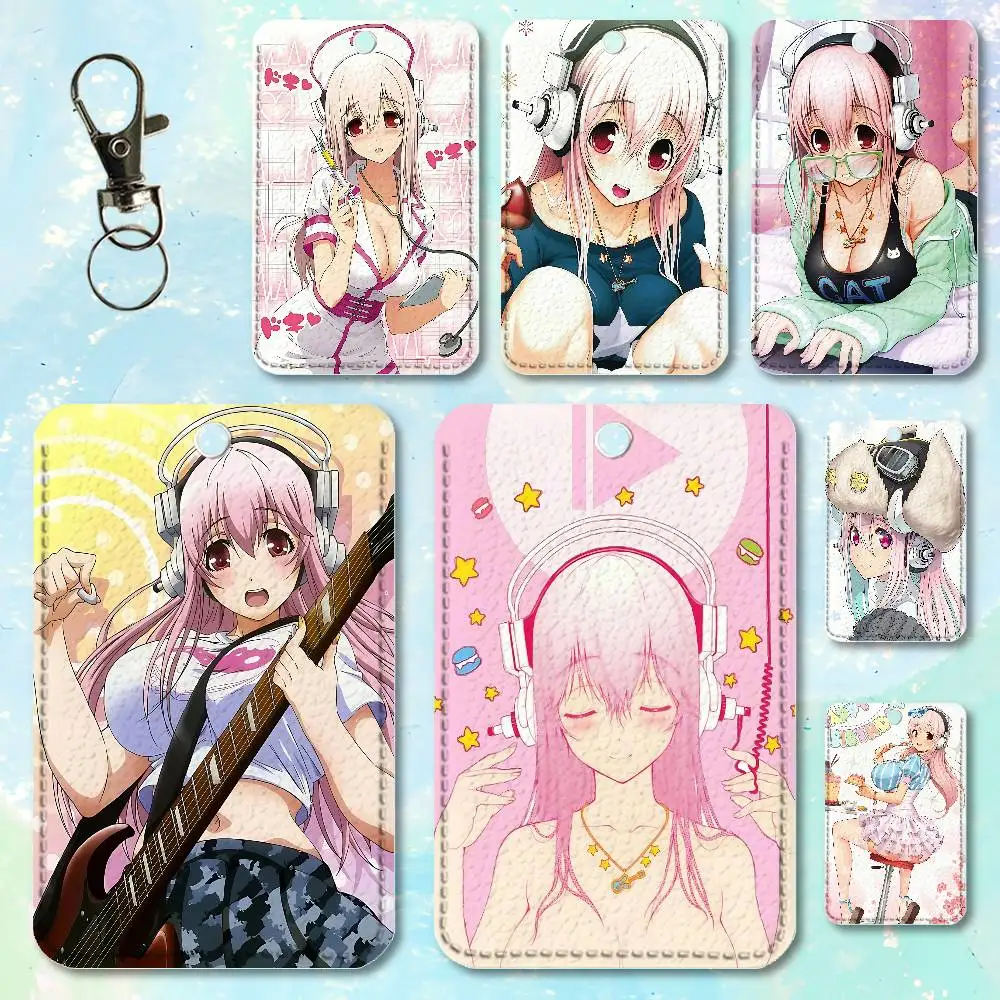 

Cute S-Super S-Sonico Cute Cartoon Card Keychain Anime Fashion Pendant Bag ID Door Card Case Bus Card