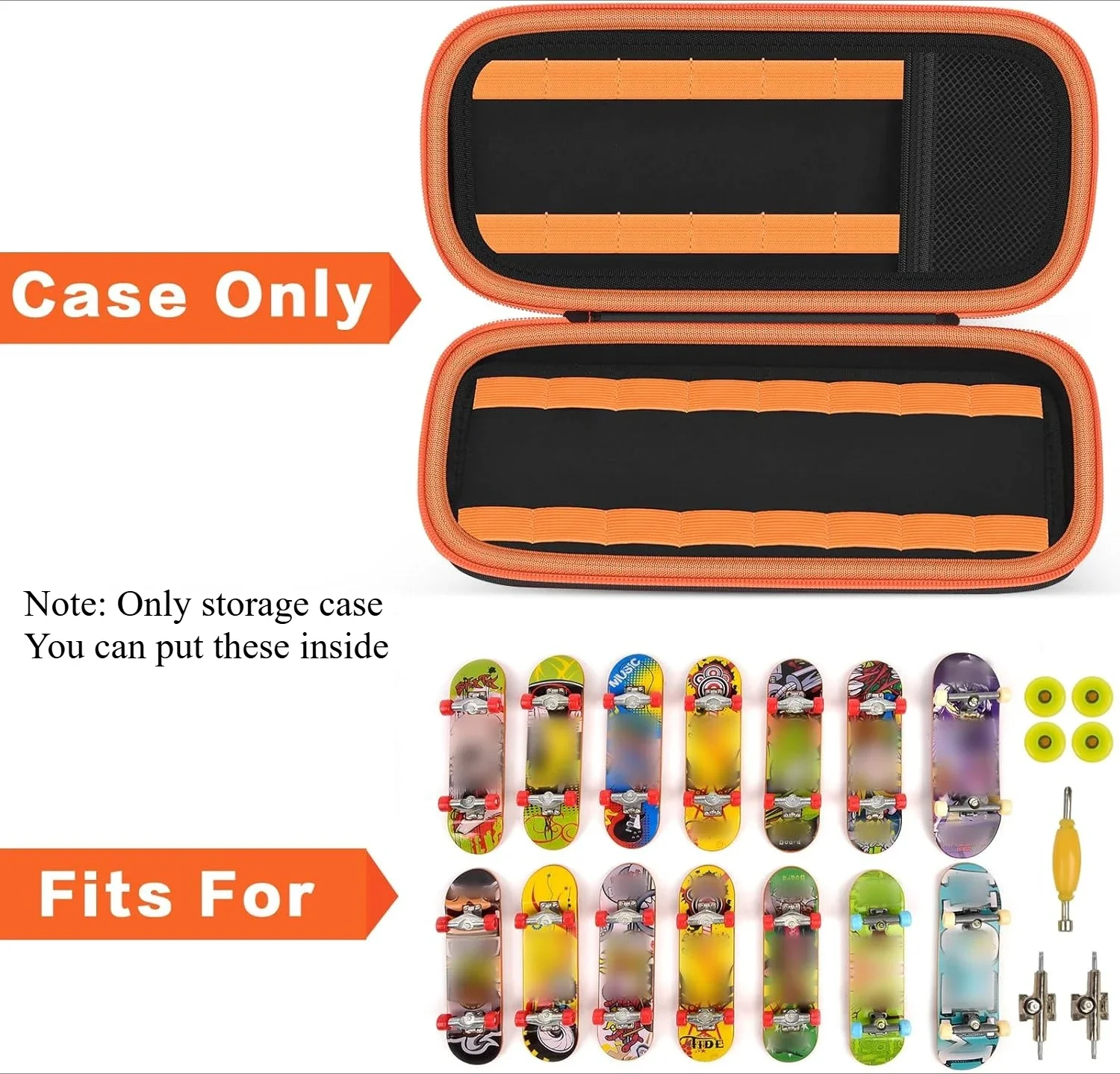 Finger Skateboard Case for TECH Deck Fingerboard Ultra DLX 14 Pack, Element Collectible Mini Skateboards Holder, Kids Toy Storag