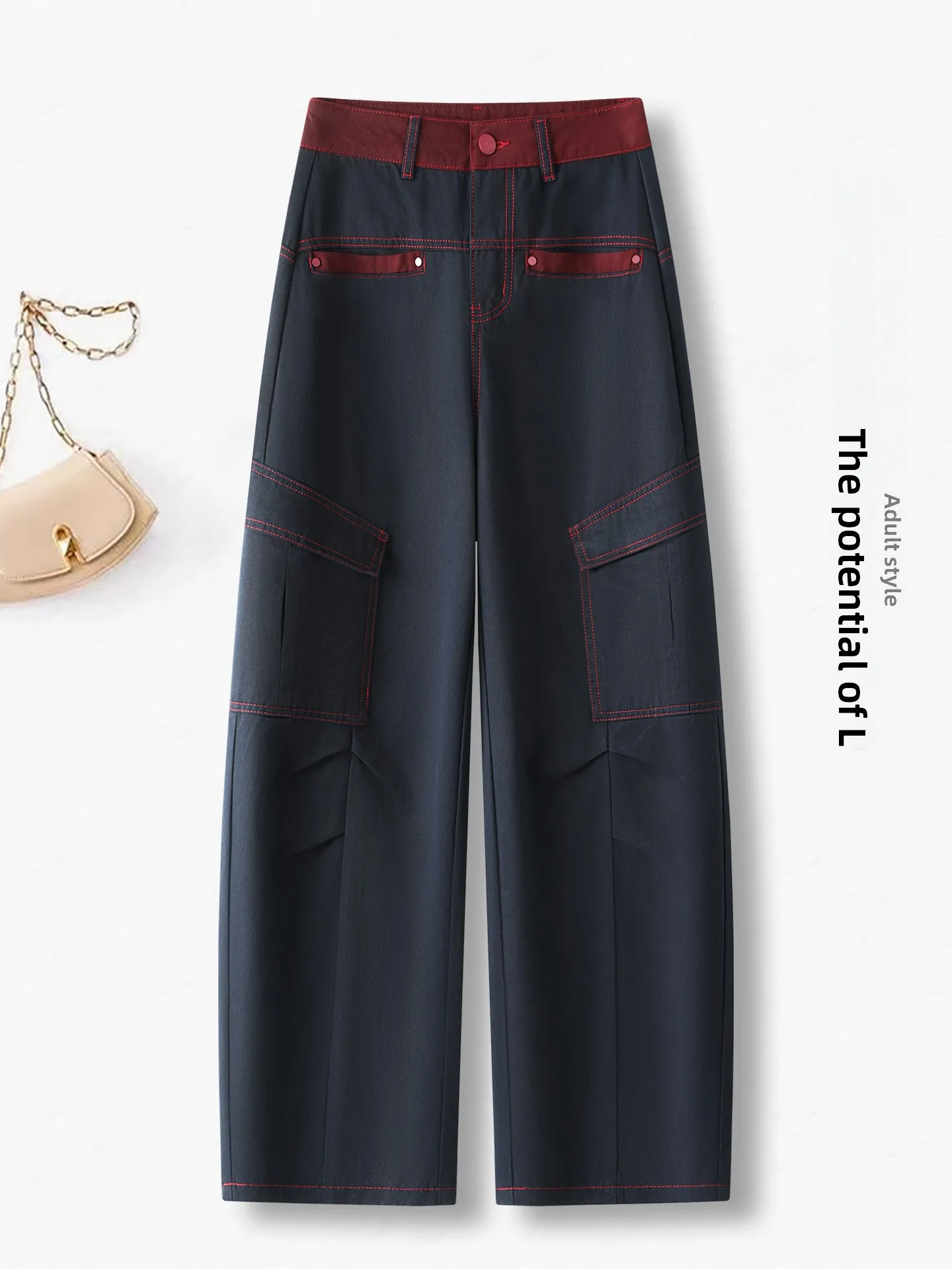 

American Style High Waist Loose Knife Denim Pants Women's Spring Autumn New Arrival Multi Pocket Casual Trousers