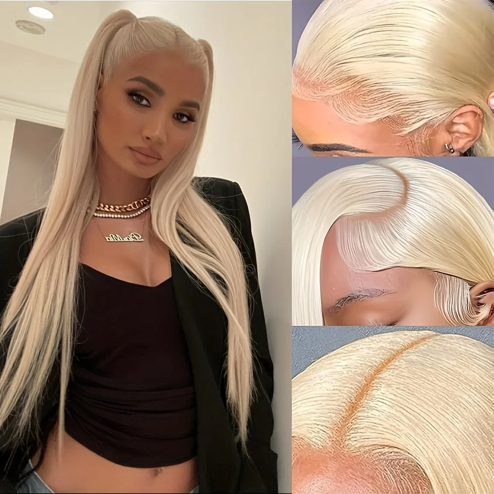 شعر مستعار بشري أشقر مستقيم للنساء ، شعر مستعار بدانتيل أمامي عالي الدقة ، كثافة ، تصميم متعدد الاستخدامات ، تغطية 13 × 4 #2