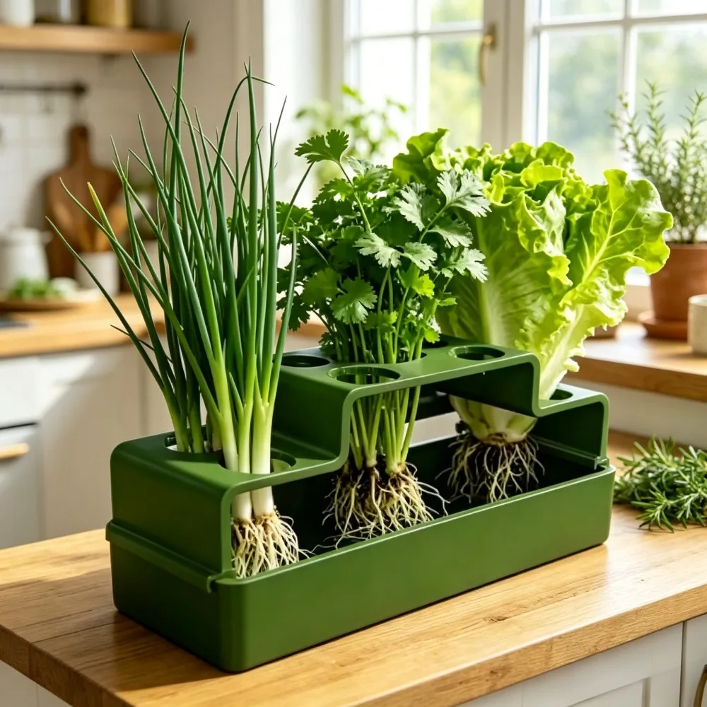Hydroponic Green Onion Growing Device Reusable Planting Container Special Planter for Repeated Regrowth Indoor Kitchen Garden