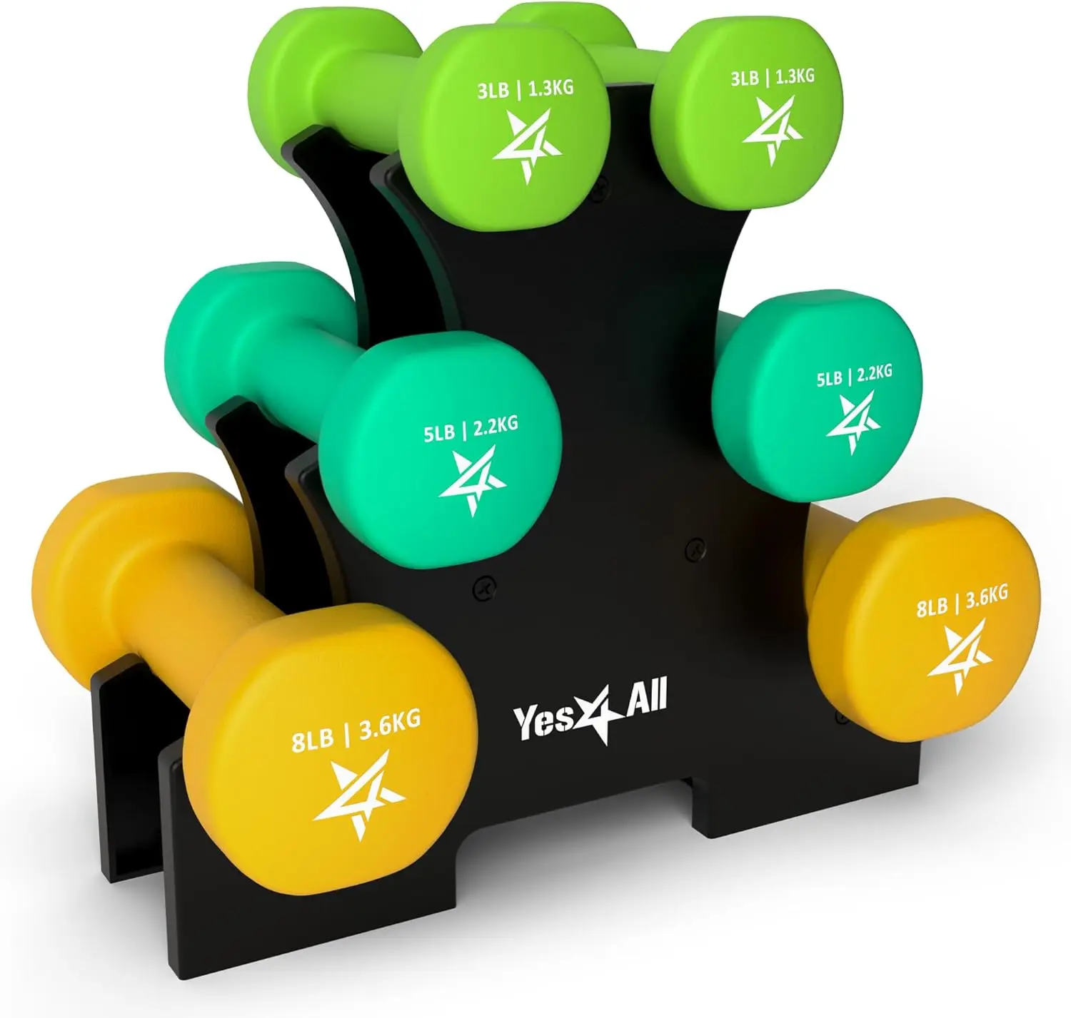 

Coated Dumbbell Hand Weight Sets Multiple Weight Options with Rack Anti roll Anti Slip Hexagon Shape