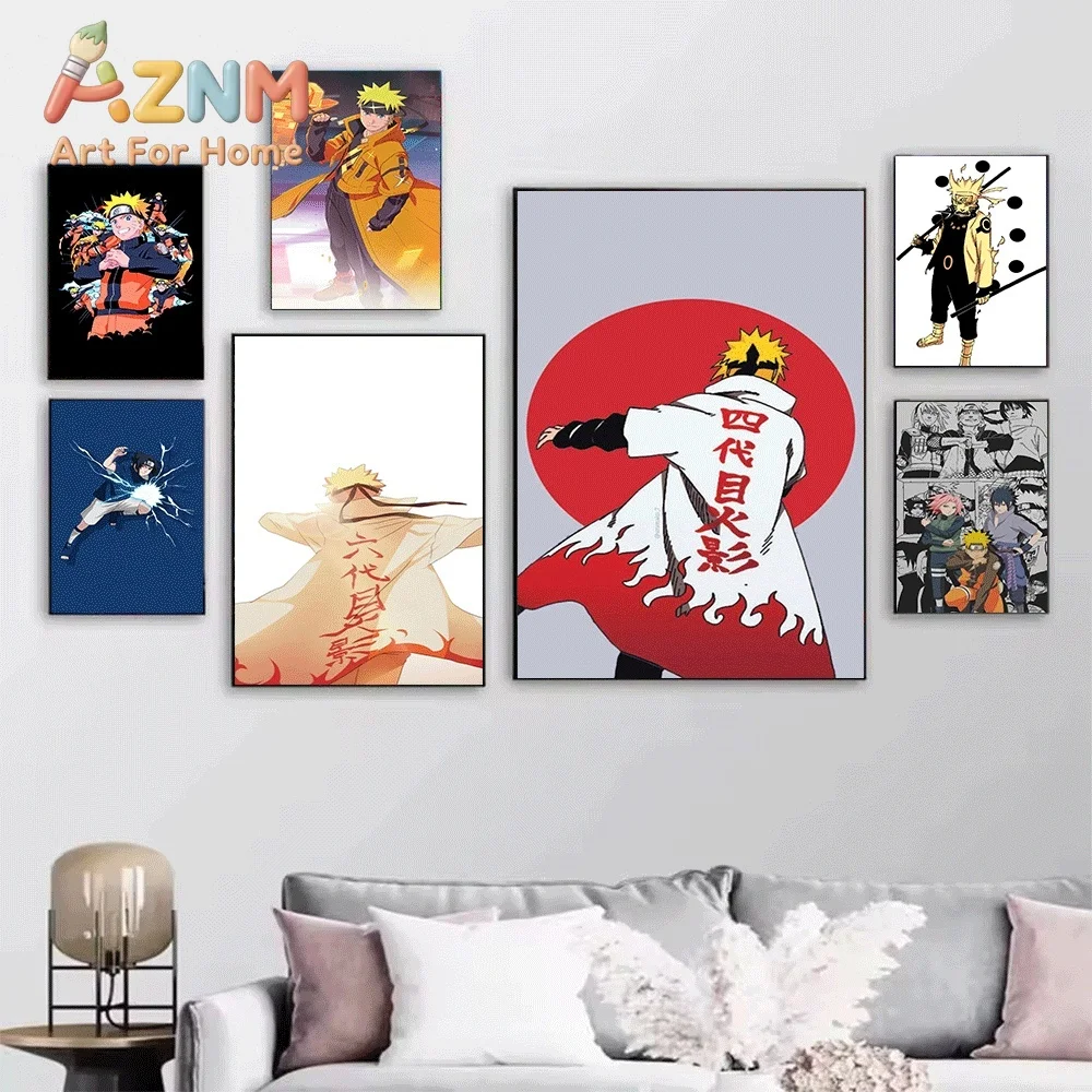 Anime Naruto Canvas Wall Art Naruto Sasuke Uchiha Clan Symbol Manga Style Poster Unframed Canvas Painting Bedroom Living Room