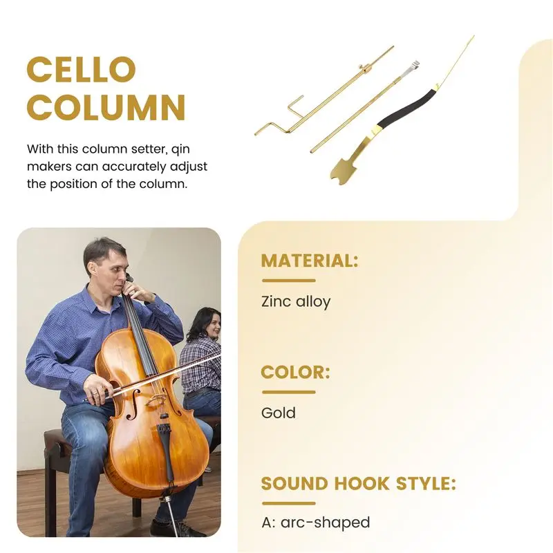 XFDZ Cello Luthier Tools Kit Cello Sound Post Set Sound Post Installation Tool Cello Making Repair Tools Curved with Black