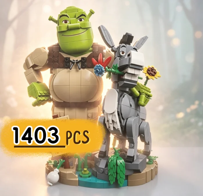 Nuevo set de bloques de construcción de animales, 1403 piezas, burro monstruo verde, Gatito Calavera, juguetes de rompecabezas para regalos de cumpleaños y Navidad