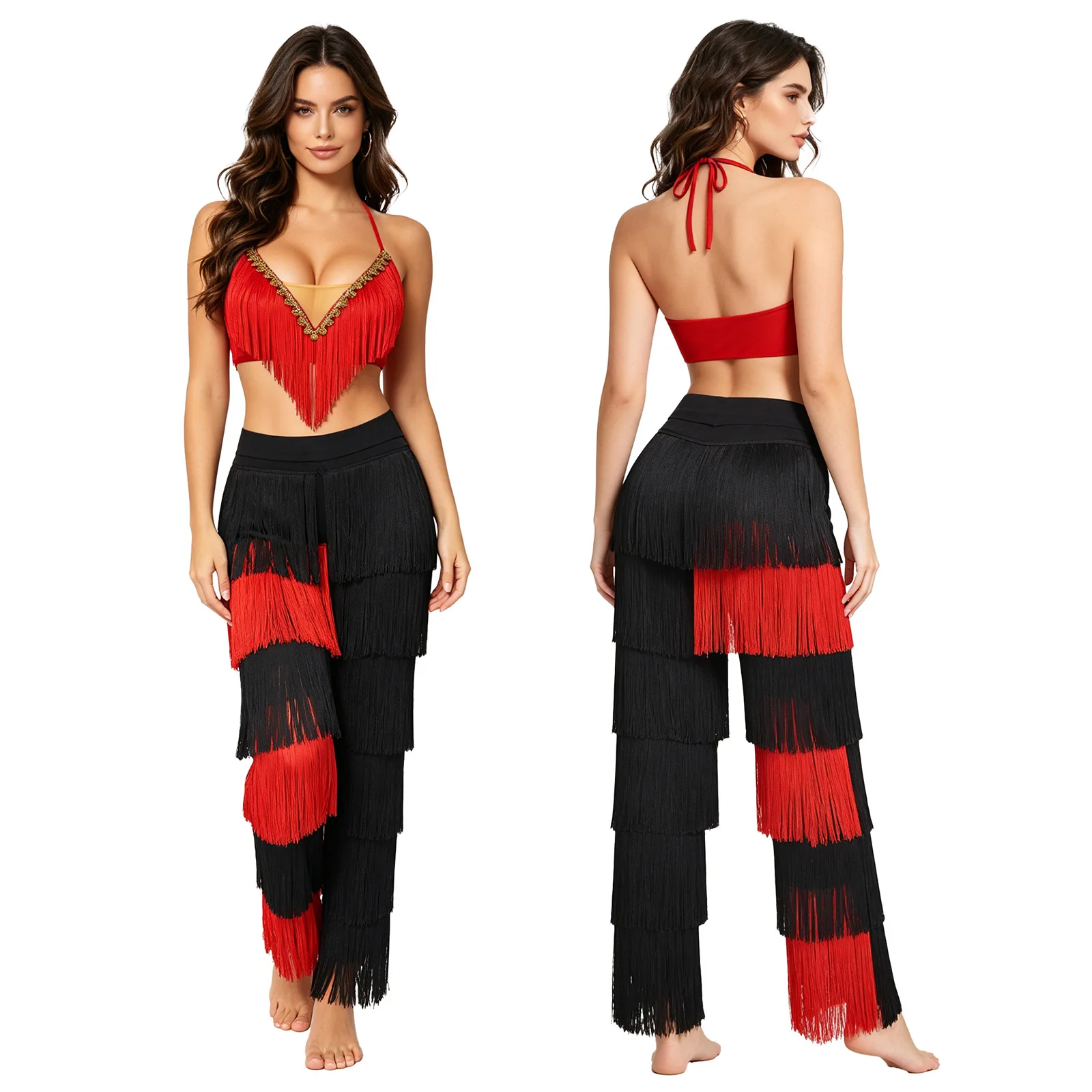 womens-latin-dance-tiered-outfit-halter-lace-up-crop-top-contrast-color-tassel-trouses-cha-cha-tango-rumba-costume-dancewear
