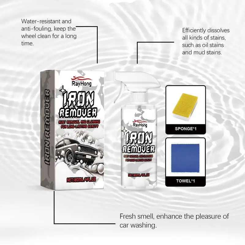 Iron Powder Cleaner Spray for Car Wheels Removes Brake Dust Rust and Dirt Restores Shiny Clean Appearance