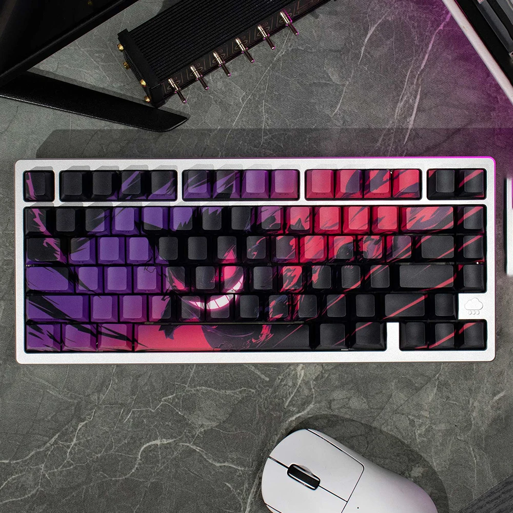 128 keys Anime keycaps Dye Sub PBT Keycaps Side Print Light through keycap For Cherry Mx Wooting 60he Gengar Mechanical Keyboard