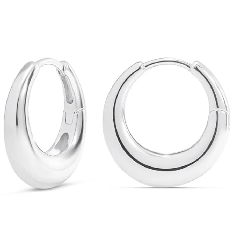 

MILLA 14K Gold Plated Hoop Earrings Small Silver Hoops Thick Lightweight Chunky Hoop Earrings for Women