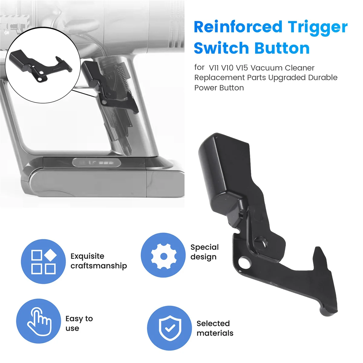 Усиленная кнопка триггерного переключателя для пылесоса Dyson V11 V10 V15, запасные части, улучшенная прочная кнопка питания # A66K
