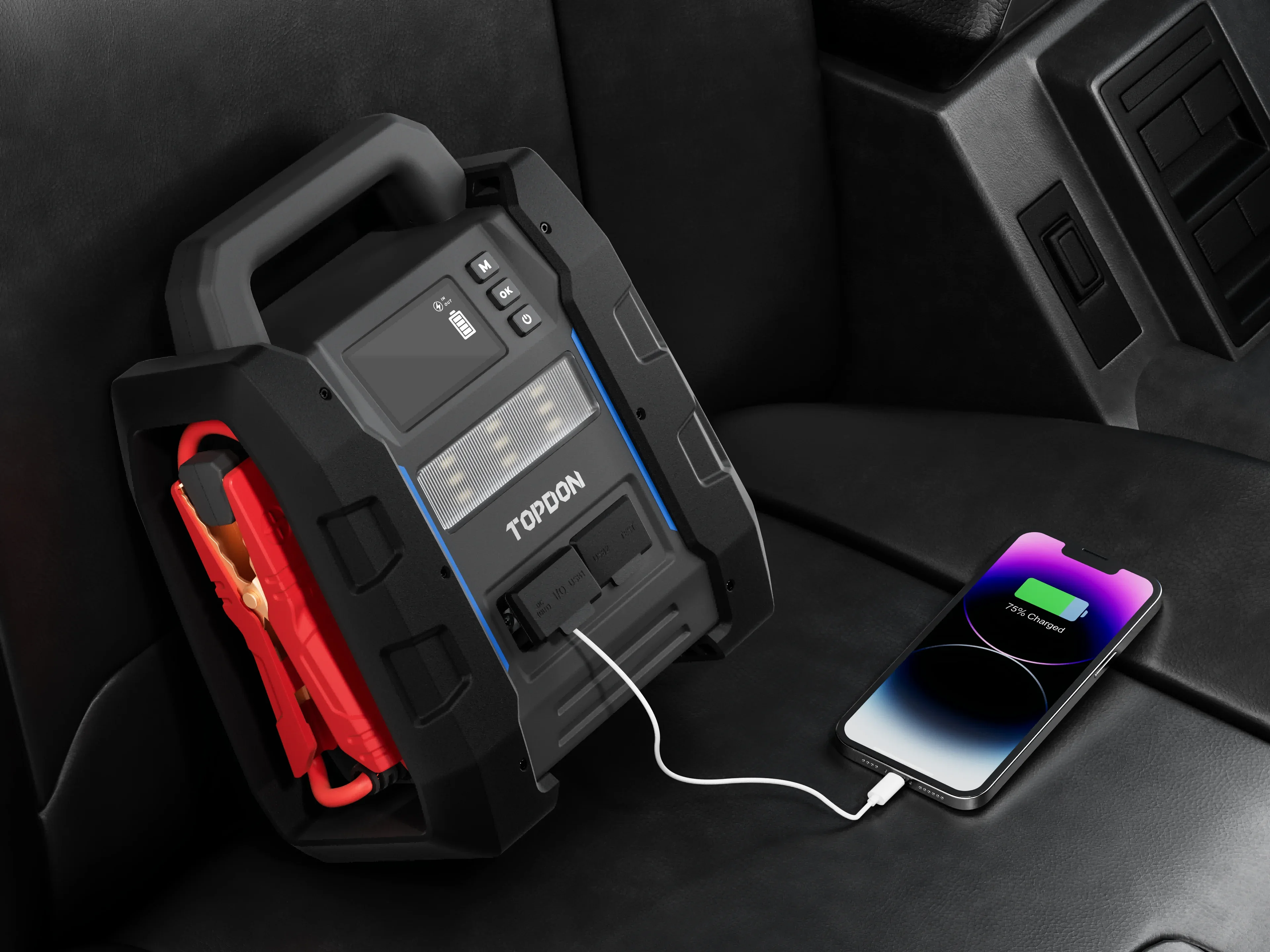 TOPDON V4500 plus Arrancador de batería para automóvil con función de luz de 500 lúmenes Banco de energía para remolques Tecnología de súper condensadores