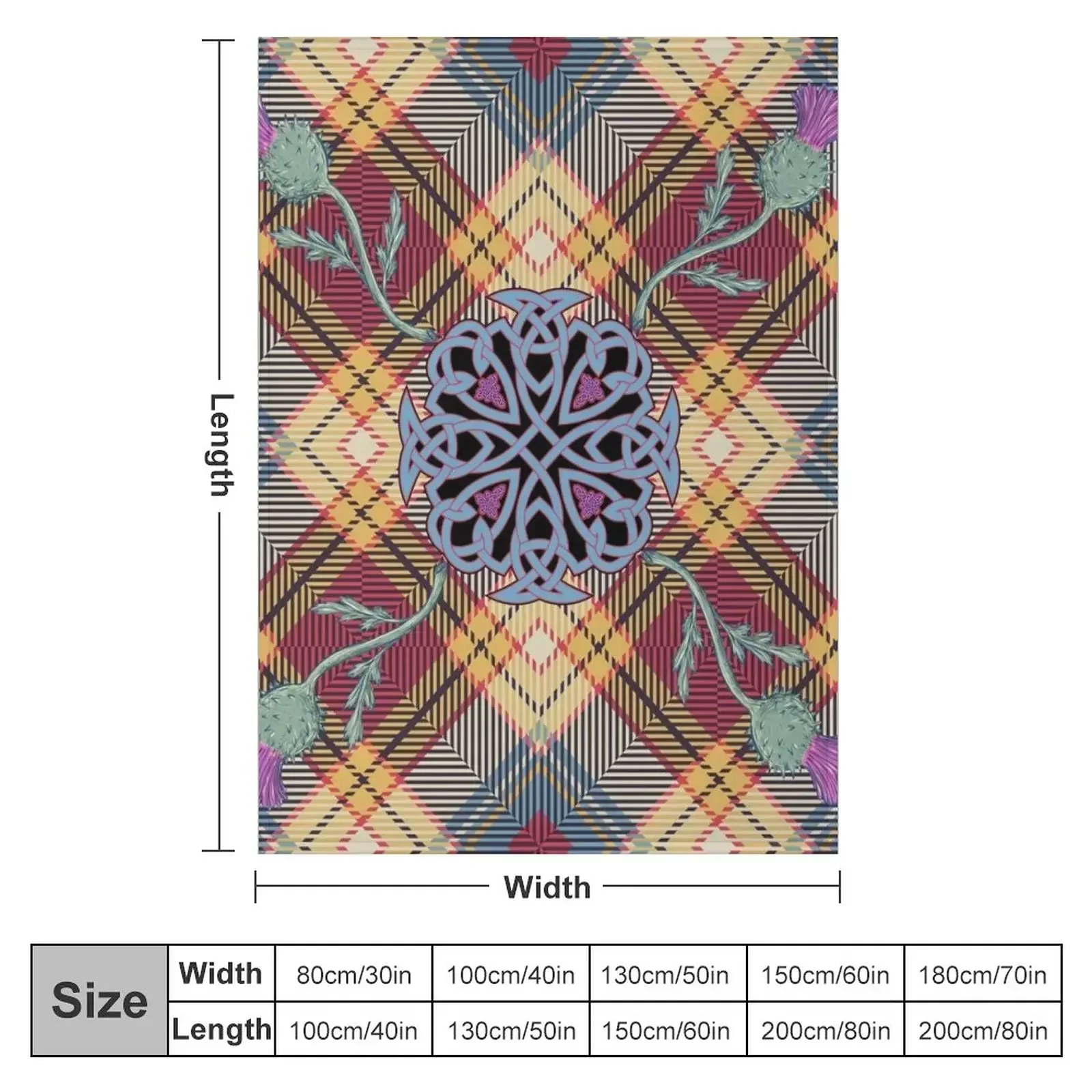 Scottish Thistle Tartan Throw Blanket Designers Quilt Blankets