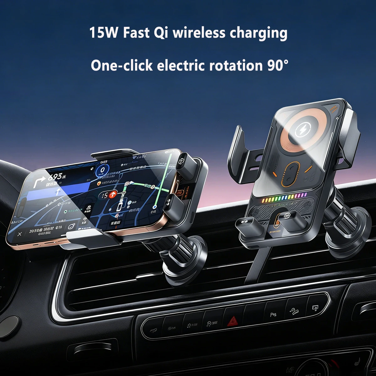 

Car Phone Holder Vent 15W Fast Qi Wireless Charging Smart Sensing Car Phone charger cradle Infrared Induction Car phone Mount