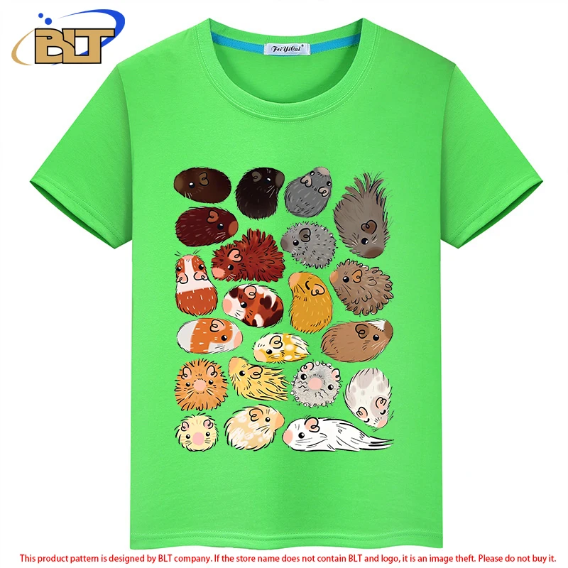 Guinea Pig Gradient Kids T-Shirt summer children's short-sleeved casual tops for boys and girls