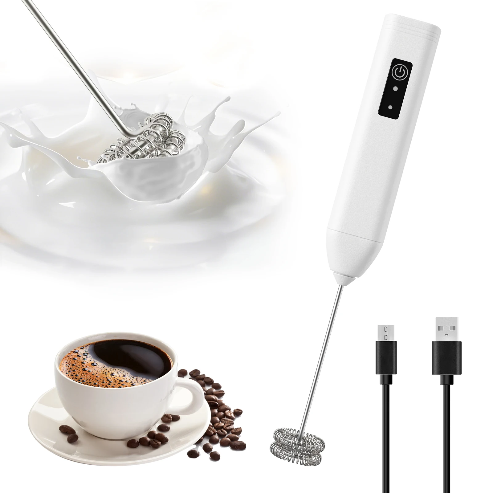 Wireless Milk Frother Portable Handheld Coffee Foam Maker 3 Speeds Type-C Electric Milk Frother for Matcha Hot Chocolate Frappe