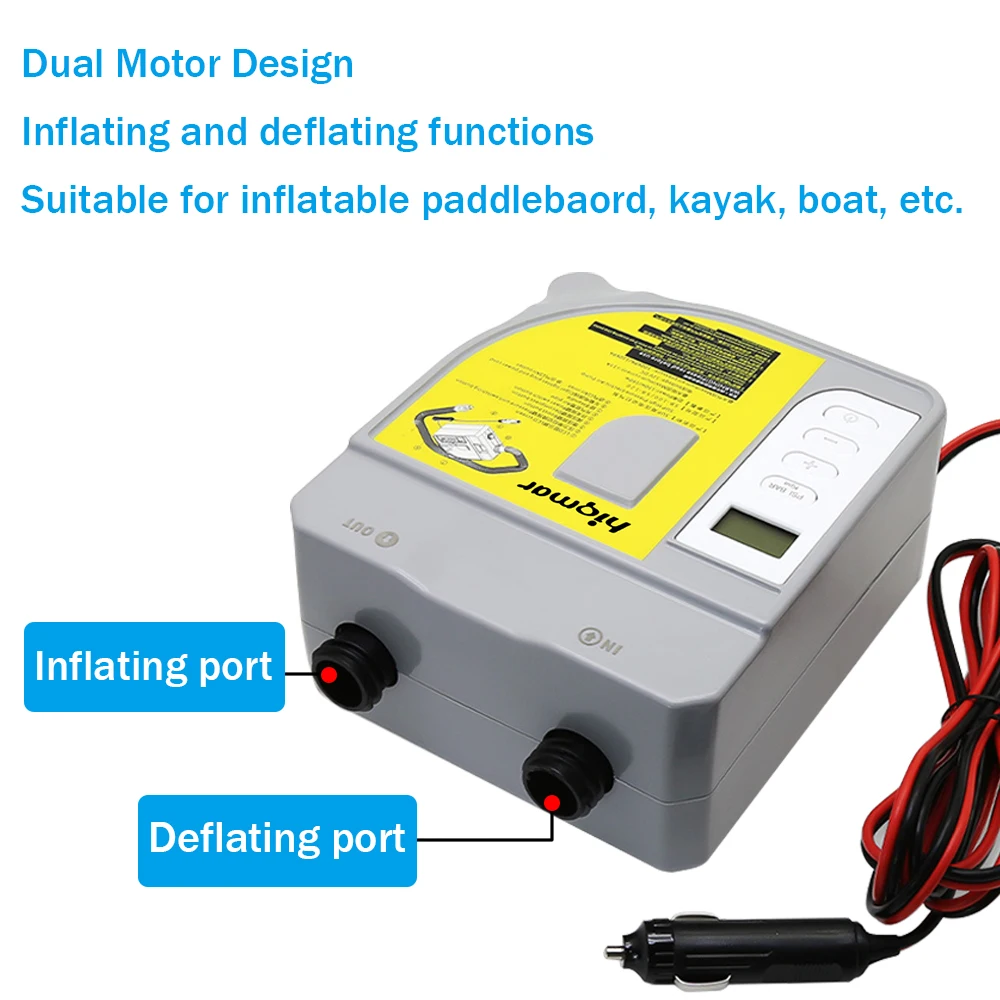 Electric SUP Air Pump 12 Volt Quick Air Inflator Deflator with Digital Display for Inflatable SUP Stand Up Paddle Board Kayak