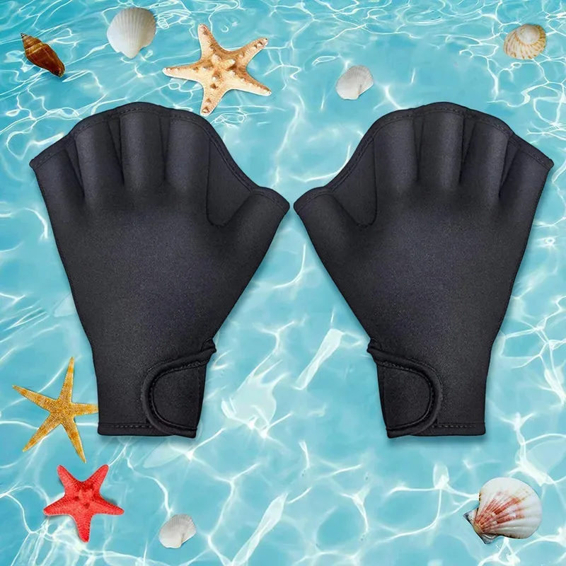 Picture 5: Neoprene Webbed Swimming Gloves Aquatic Fit Swim Paddles Snorkeling Diving Hand Web Water Gloves Half Finger