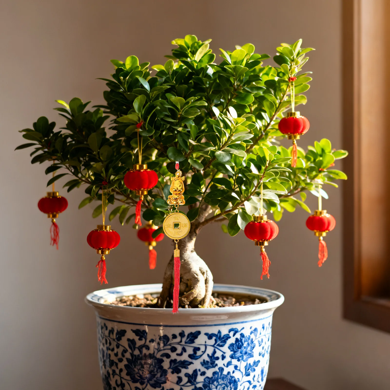 8 قطعة السنة الصينية الجديدة الحصان حلي معلقة القمرية بونساي ديكور لأواني الزهور مهرجان الربيع الديكور مجموعة محظوظ