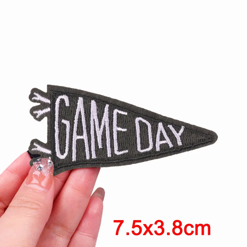Sport Football Game Day Embroidered Patches American Football Pennant Cheerleader Iron On Patches For Clothes Game Day Patch view 2