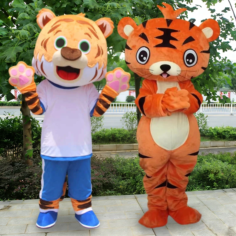 Tier-Tiger-Maskottchen-Kostüm für Erwachsene Cartoon-Löwen-Kostüm Werbung Feier Fancy-Party Cosplay-Kostüme Karnevals-Aufführung