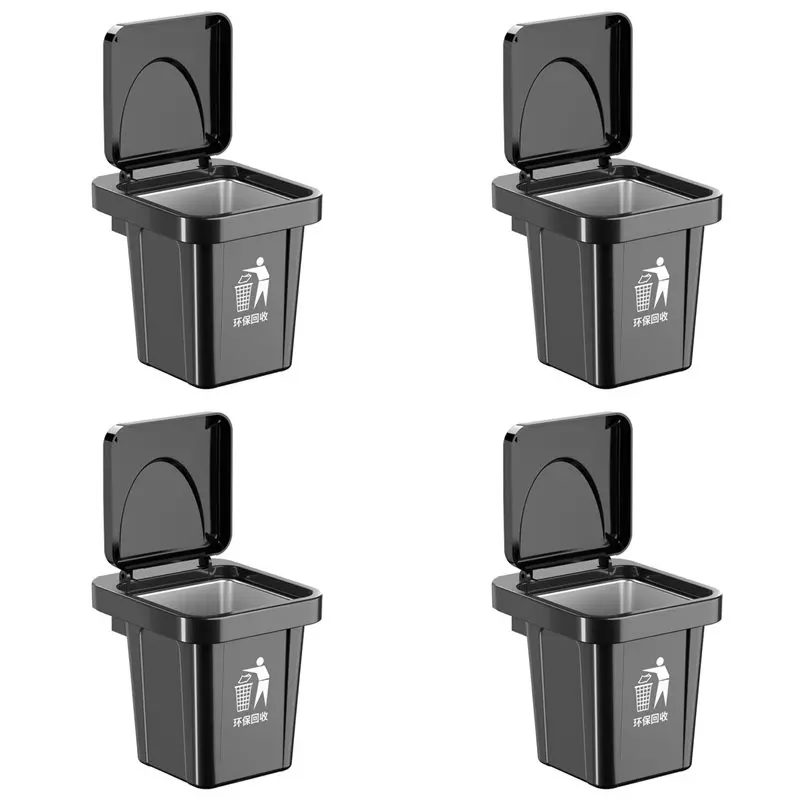 

4X Stainless Steel Wall-Hanging Ashtray With Lid Trash Can-Shaped Bathroom Living Room Fly Ash-Proof Punch-Free A