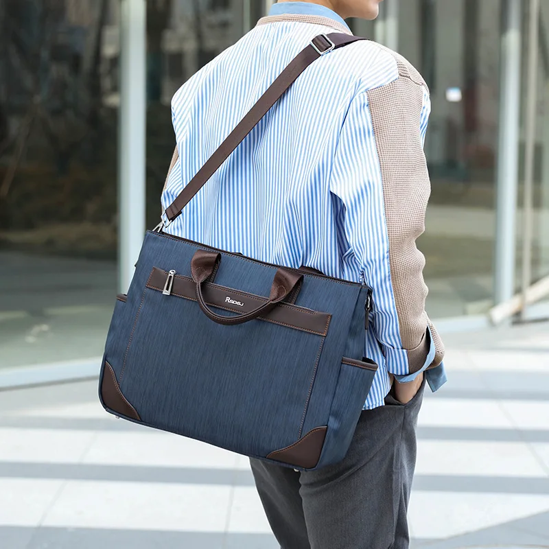 Men's Crossbody Bag Handheld Cloth Briefcase For Men, Business High-end Meeting Computer Bag, Large Capacity Men's Handbag