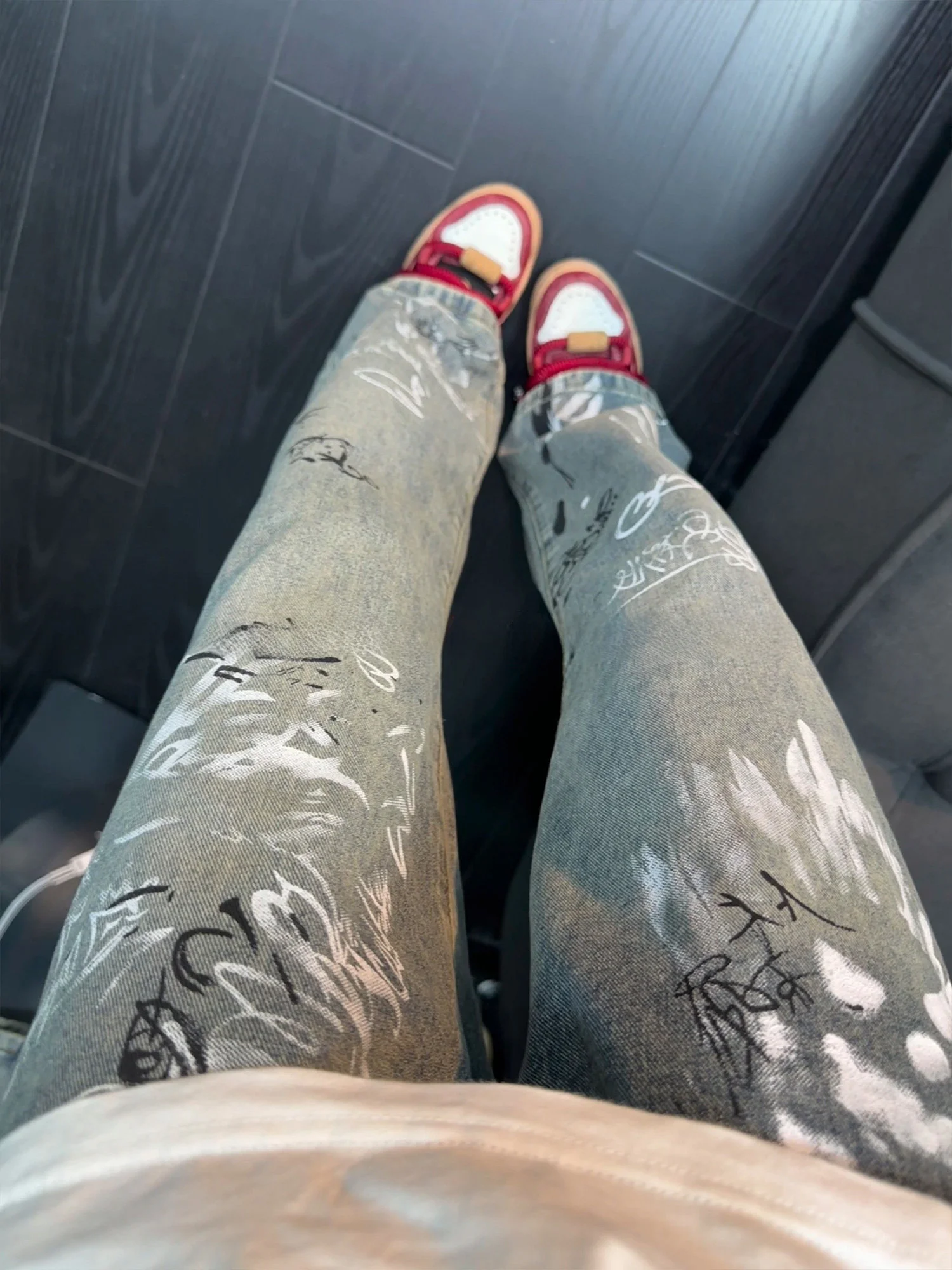 

Мужские джинсы в стиле ретро-американского граффити, весенне-осенние, модные, прямого кроя, с эффектом потертости, прочные, для повседневной носки