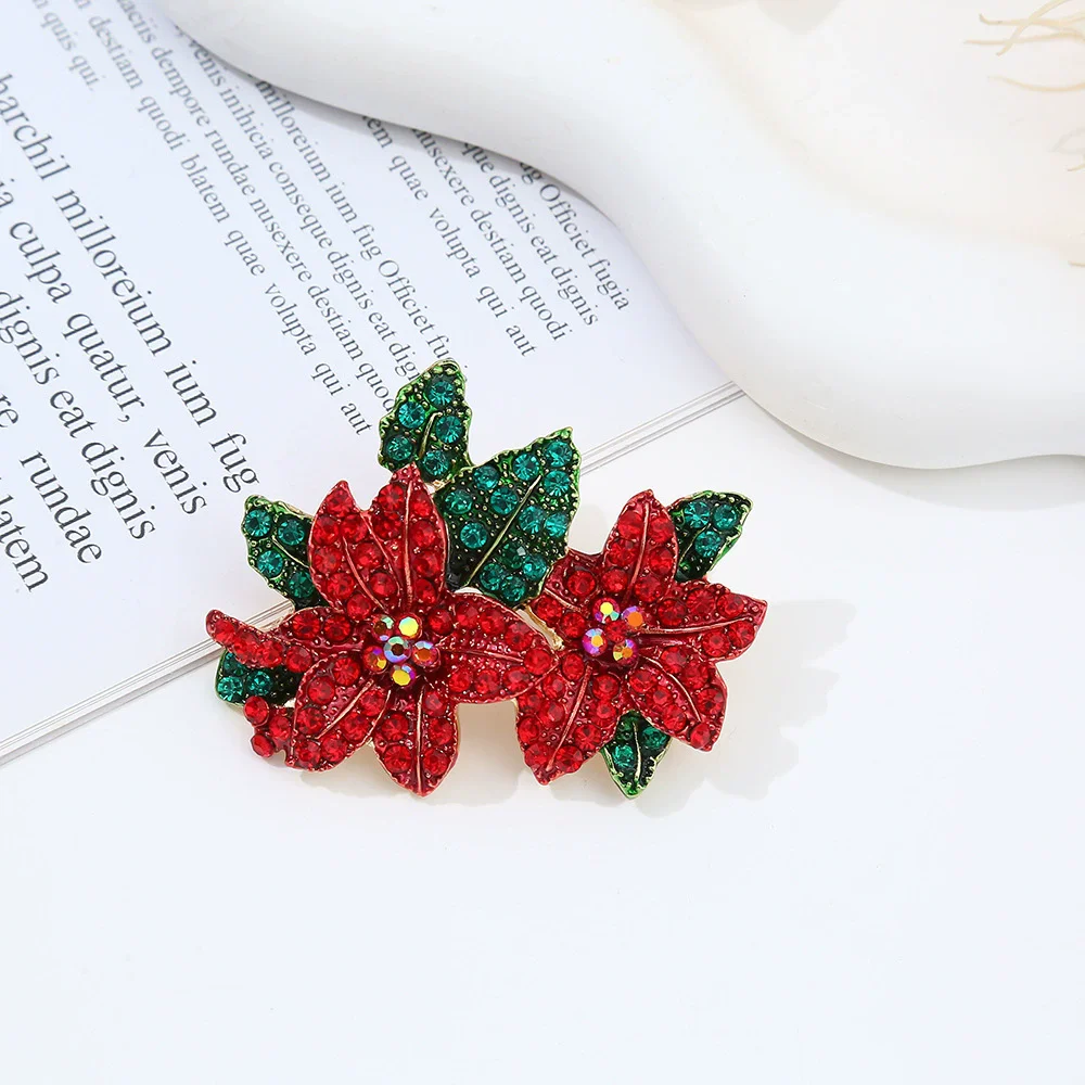 Rhinestone Floral Brooches for Women Unisex Flowers Botanical Pins Banquet Party Backpack Gifts Jewelry Accessories