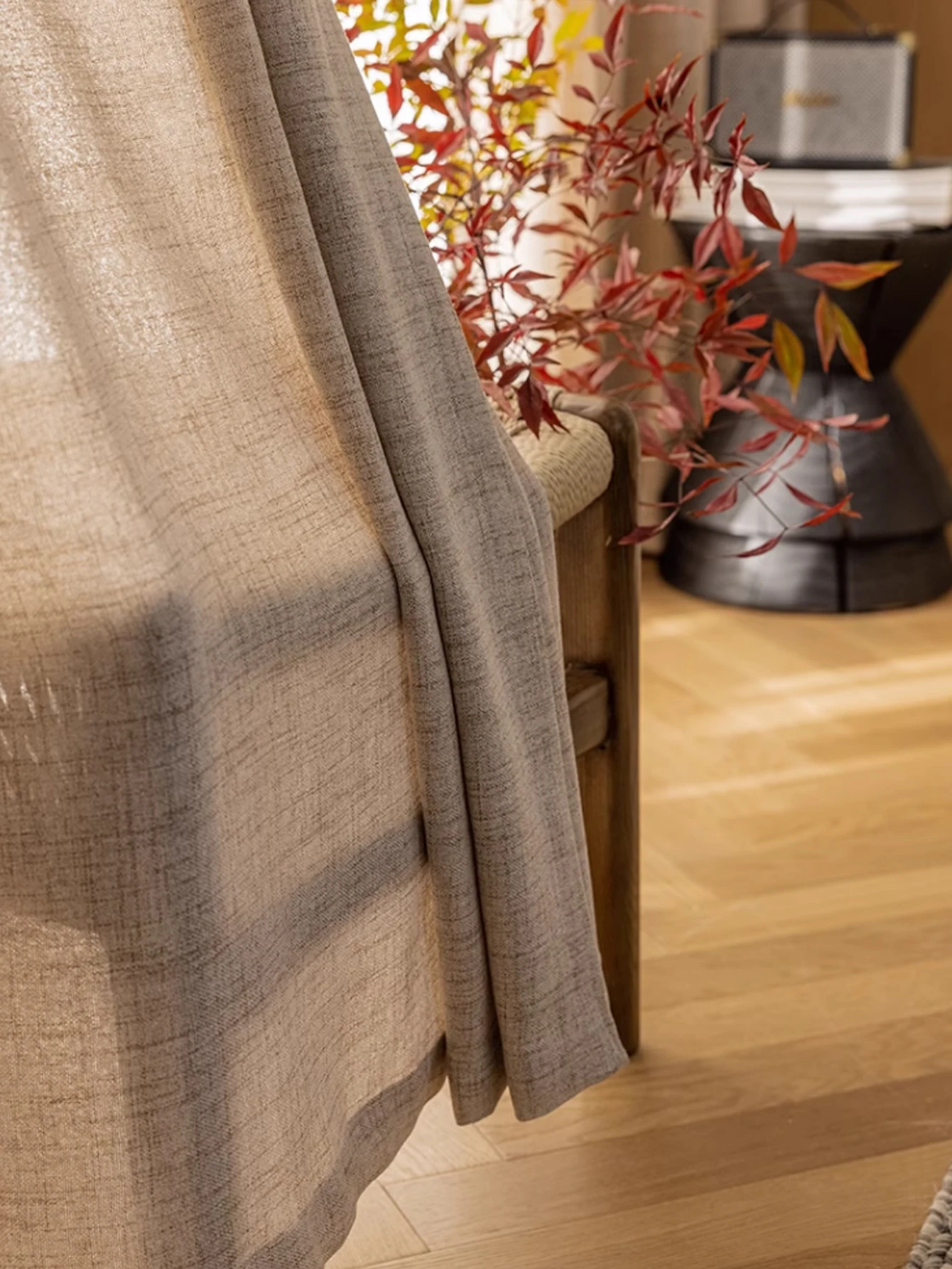 1pc Fashionable and Simple Style Linen Japanese Curtain For Livingroom Bedroom Uv Blocking in Various Sizes