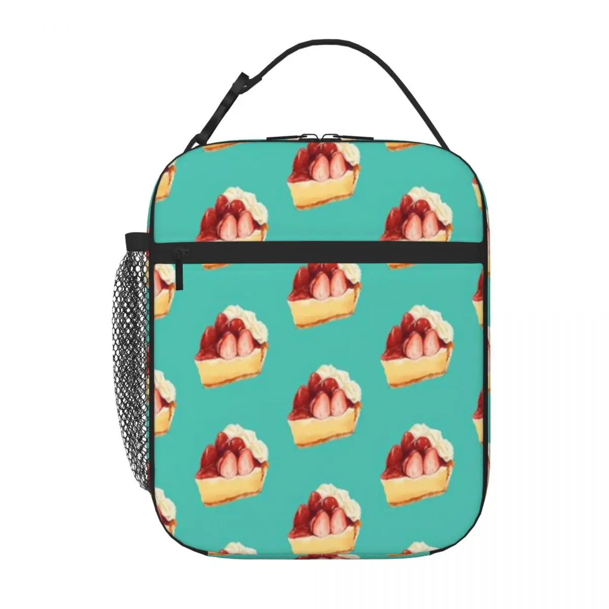 Hot Sale Very Strawberyy Cheesecake Canvas Texture Insulated Tote Festival Outing Thermal Food Carrier