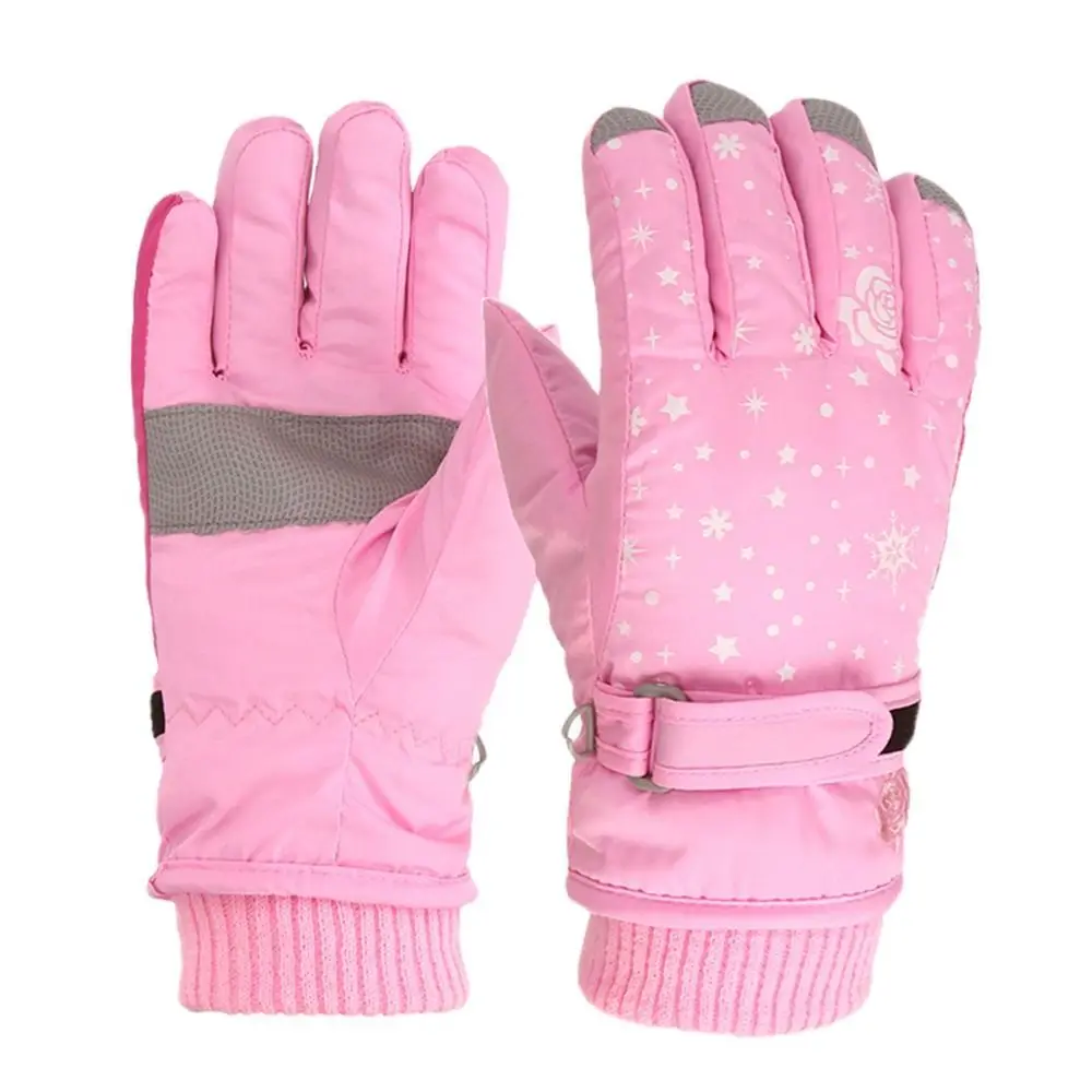 Kids Gloves Winter Warm Windproof Thicken Mittens For 5-8Years Girls Outdoor Sports Snow Snowboard Children Skiing Gloves