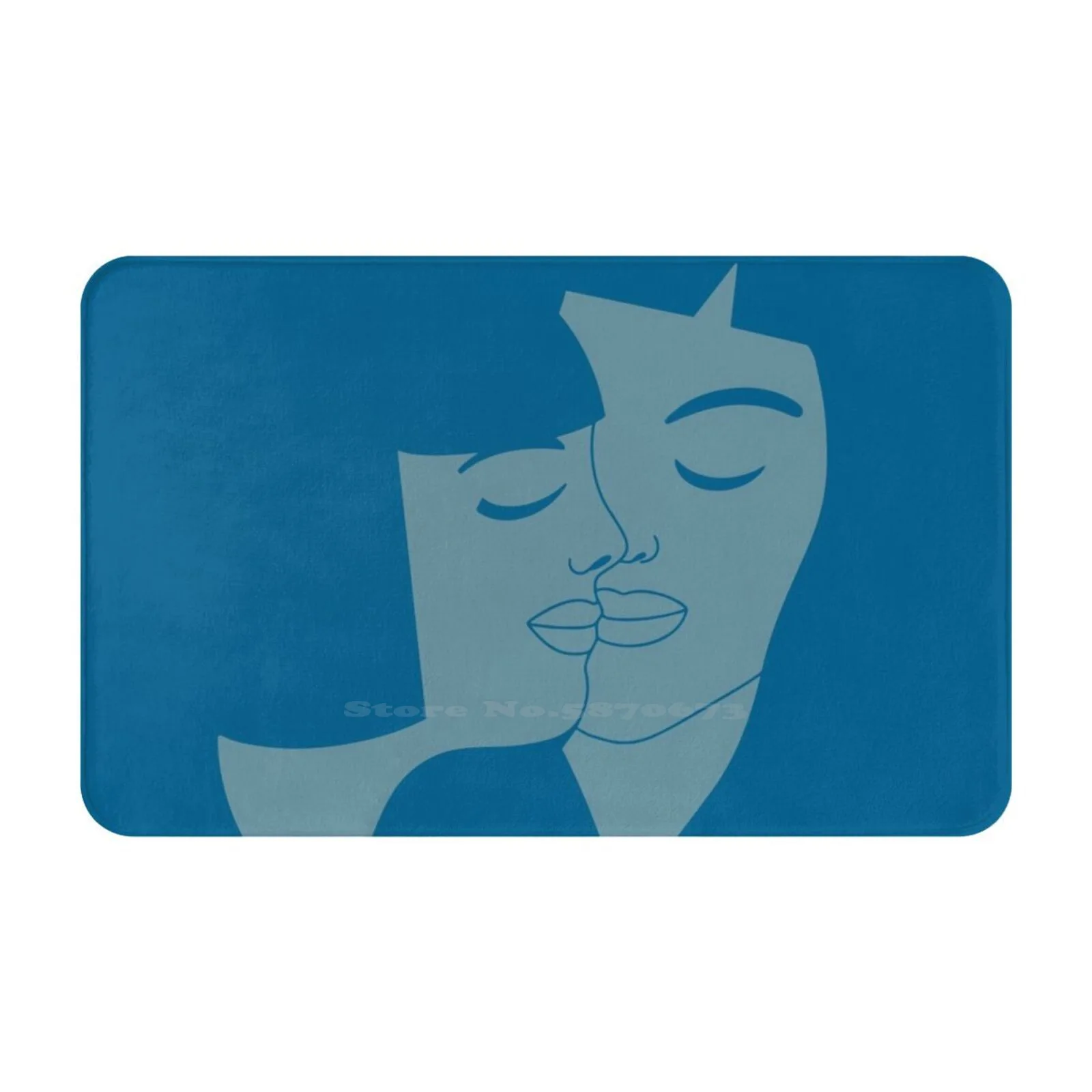 Close Eyes Soft Cushion Car Home Carpet Door Mat Eyes Closed Women Couple Faces Simplicity Minimalism Hair Mouth Look Love