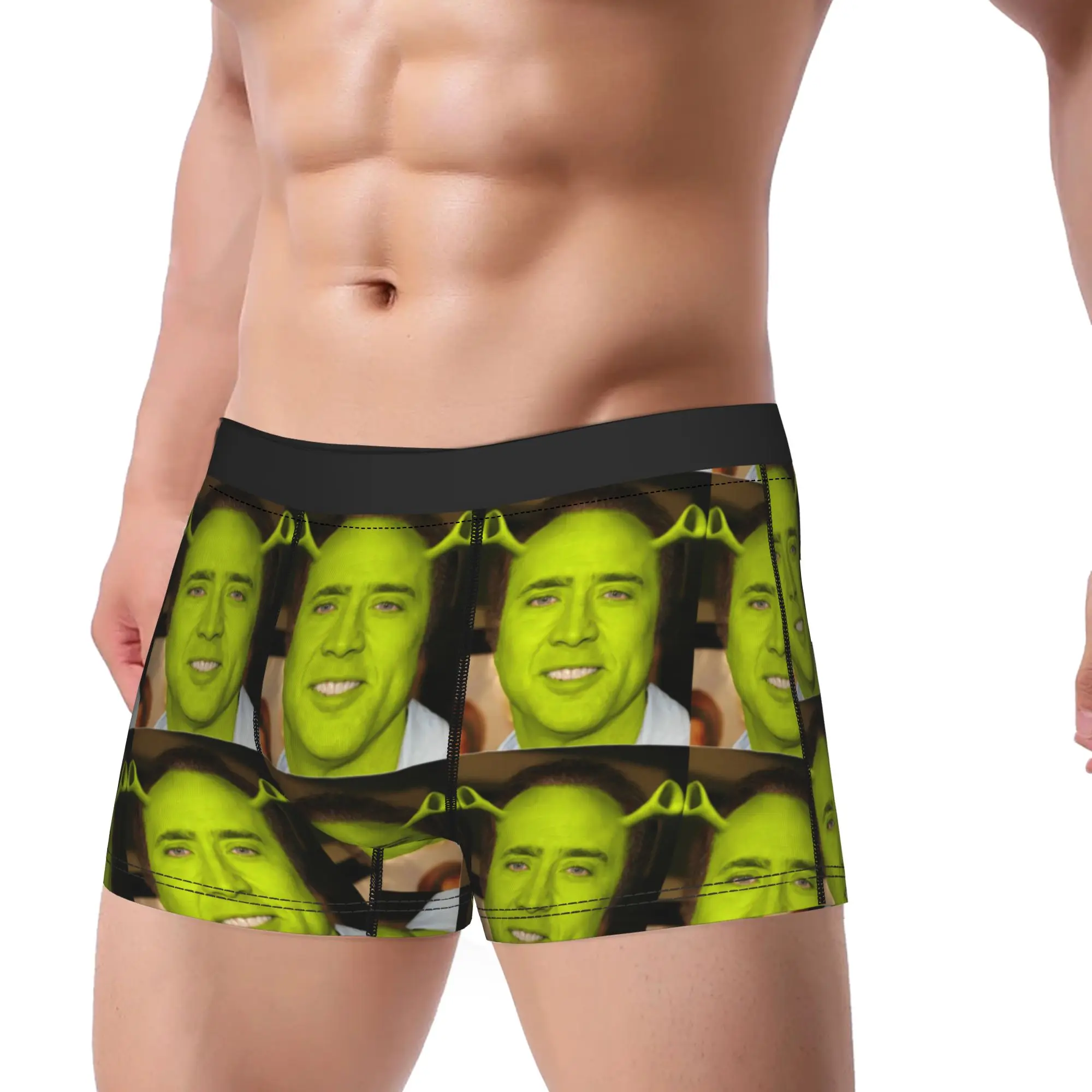 Men's Nicolas Cage S-Shreks Underwear Funny Meme Picolas Cage Humor Boxer Briefs Shorts Panties Male Breathable Underpants M-XXL