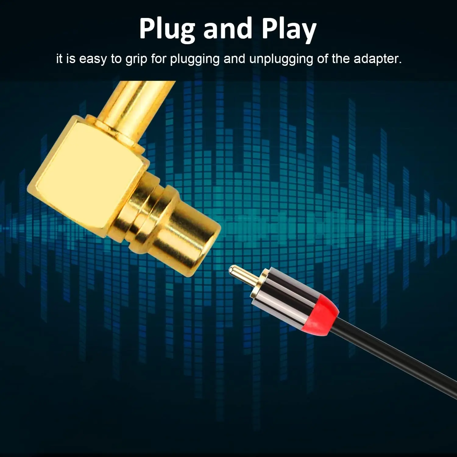 1 szt. Złota miedź RCA Phono żeńskie do 6,35 mm 1/4 "męskie Mono kątowe prawdziwe słuchawki audio gitara złącze adaptera mikrofonu — zdjęcie produktu 2