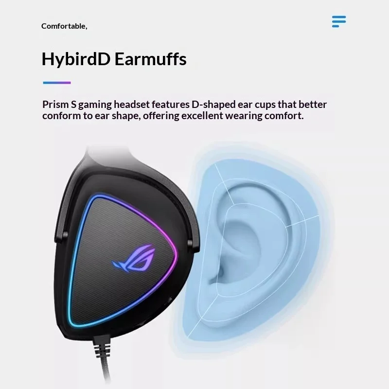 ROG Prism Lightweight Over-Ear Gaming Earphones 7.1 Channel Gaming Headset RGB Lighting Aura Sync Prism 2 Gaming Headphone Gifts view 2