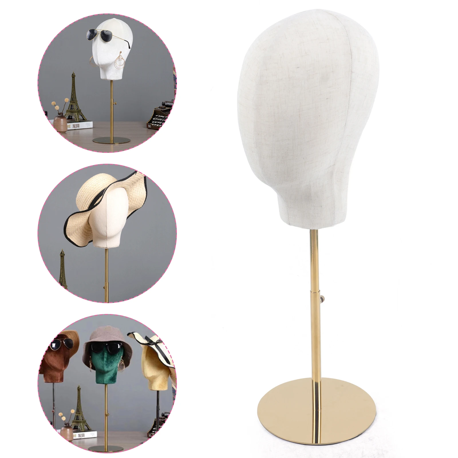 

Wig Hat Stand Adjustable Height Hat Display Rack Mannequin Manikin Head Model Hair Wigs Hat Storage Holder Stand for Home Shop