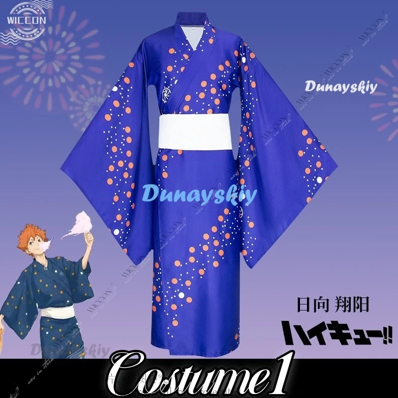 Kageyama Tobio Hinata Shoyo Cosplay Costume Wig High School Volleyball Club Kimono Fireworks Show Daily Outfit Man Halloween