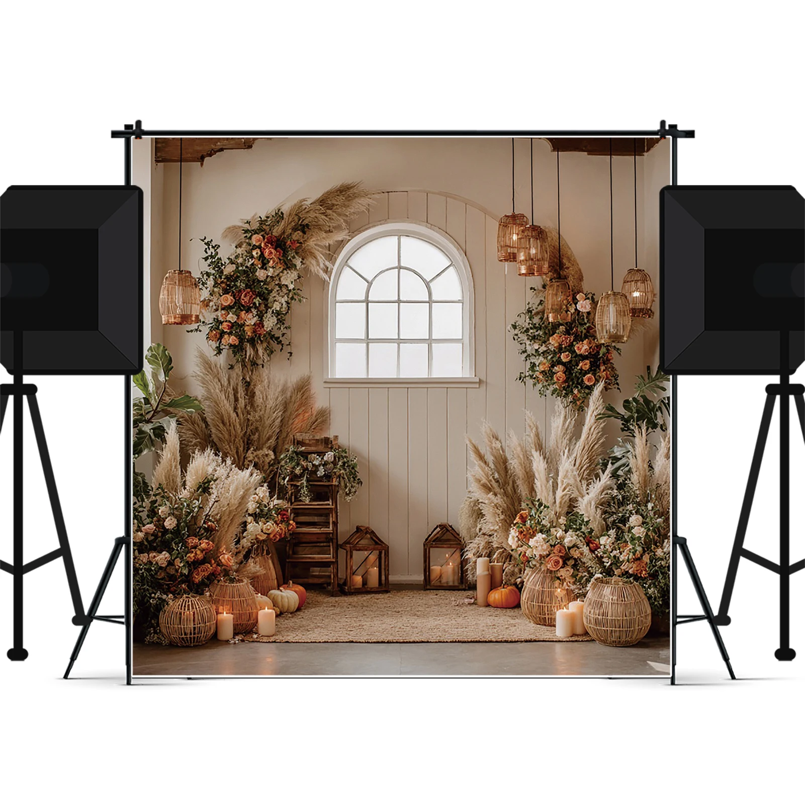 MOON.QG Boho Room Backdrop Sofa Bookshelf Cushion Backgrounds Wall Newborn Photography Props Accessories Baby Shower Decoration