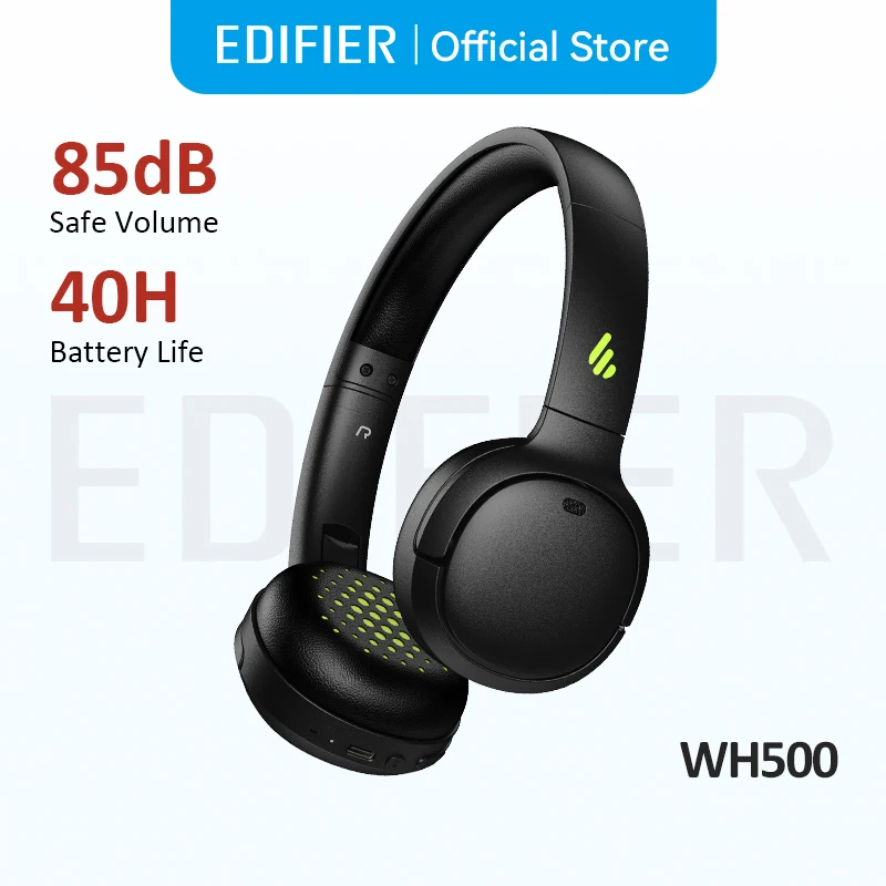 Edifier WH500 Kabellose Bluetooth-Kopfhörer, On-Ear-Headset, leicht, faltbar, Dual-Verbindung, 30 Stunden Akkulaufzeit