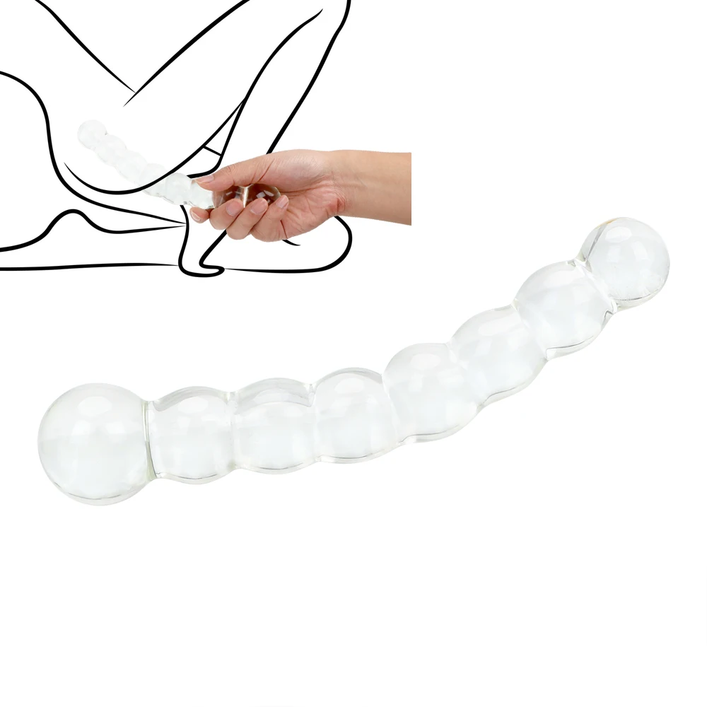 VATINE Crystal Glass Dildo Anal Plug 8 Beads Prostate Massager Butt Plug Masturbator Sex Toys for Women Men